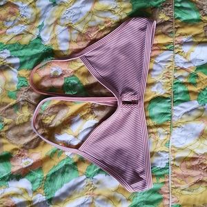 Jolyn Bennett 2 Orange White Striped Small Fixed Back Bikini Top Sporty